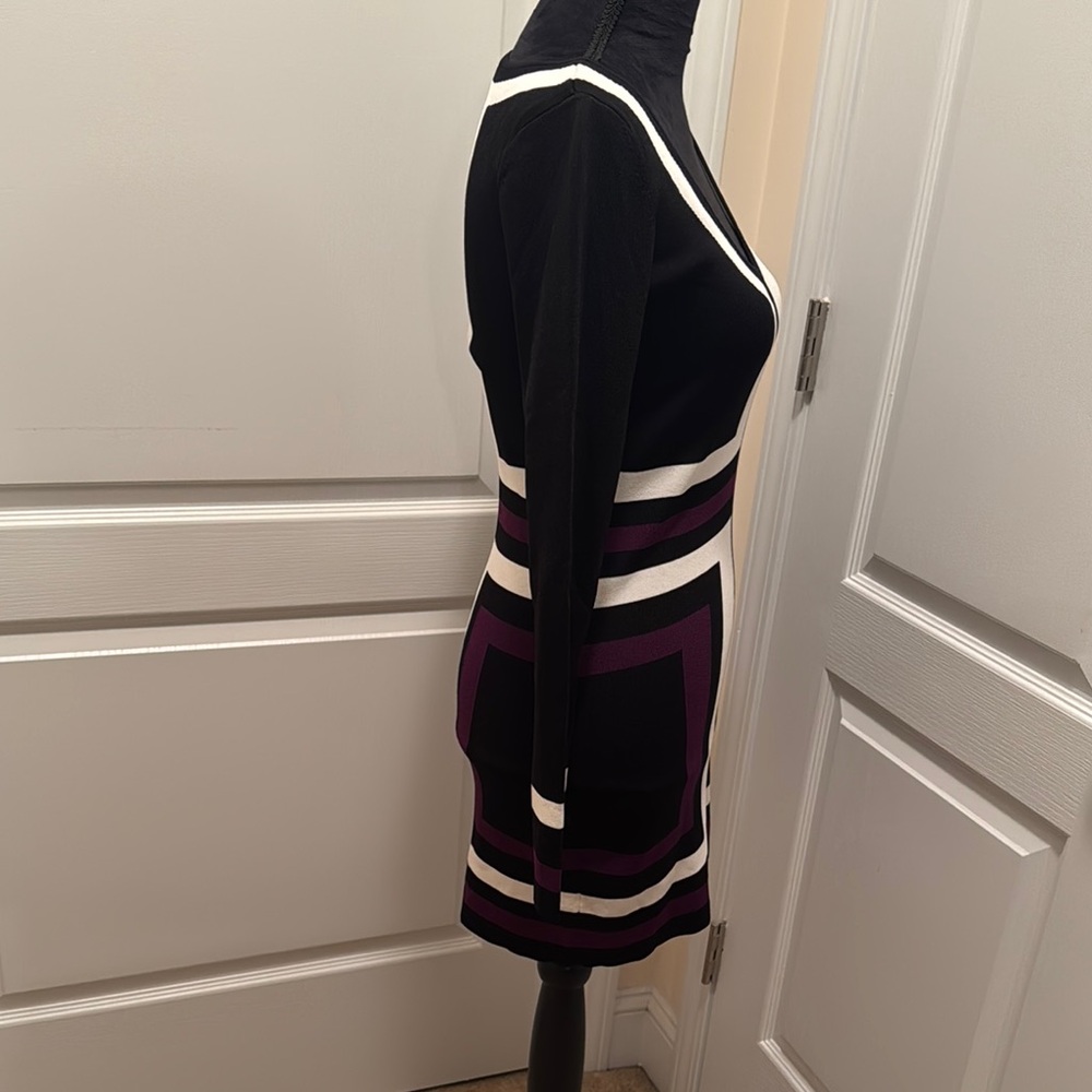 NWOT INC International Concepts Black and White Dress with Purple Details - Picture 3 of 7